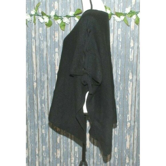 Madden Black Poncho Style Sweater Oversized One Size Lagenlook Grunge Casual - Picture 5 of 10